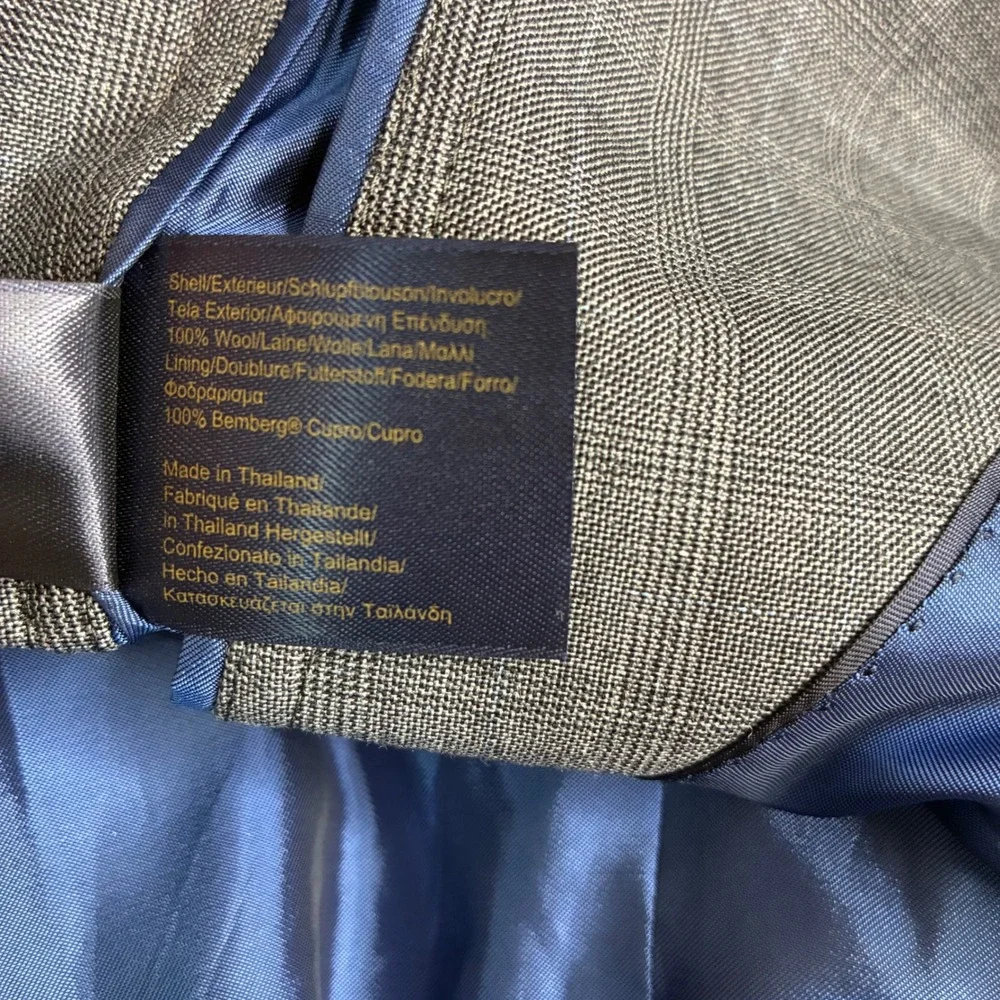 Brooks Brothers Blazer Mens 42R Grey Glen Plaid Wool 2-Button Jacket Sport Coat